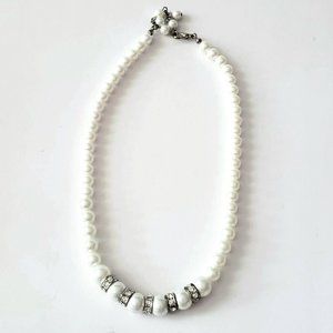 VTG Pearl Rhinestone Crystal Choker Necklace